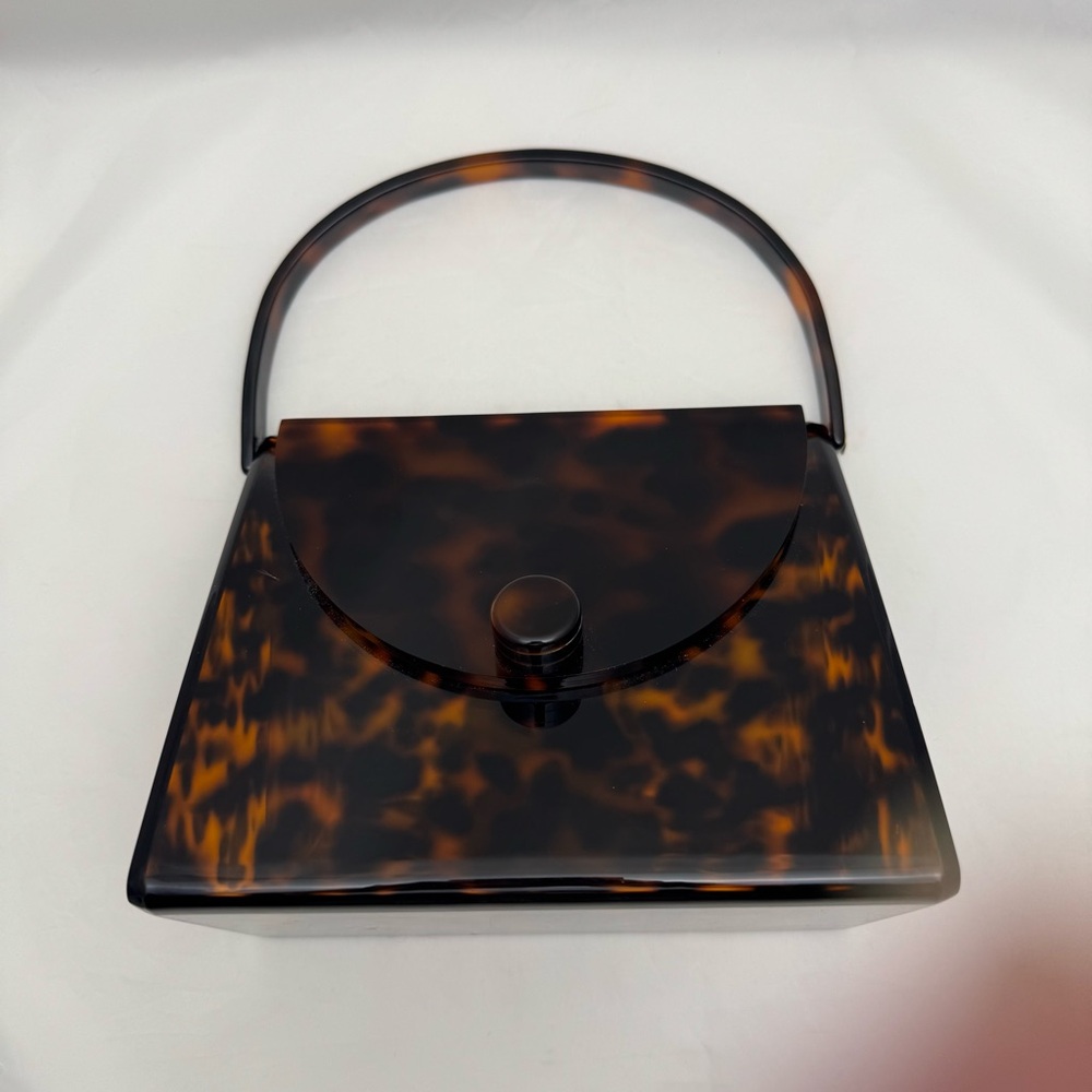 ✨ Rare Anthropologie Rae of Light Top Handle Acrylic Bag Tortoise Shell Purse - Picture 9 of 17